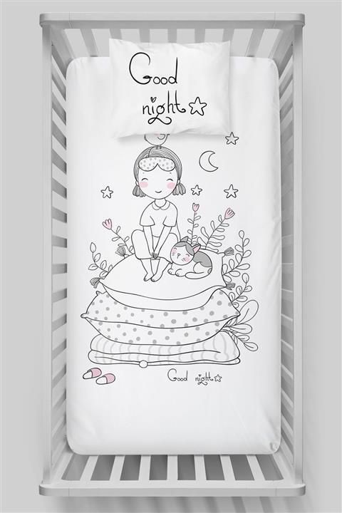 Tuğba Kuğu Organik Pamuk Saten Lastikli Çarşaf Seti 70x130  Pure Baby Serisi