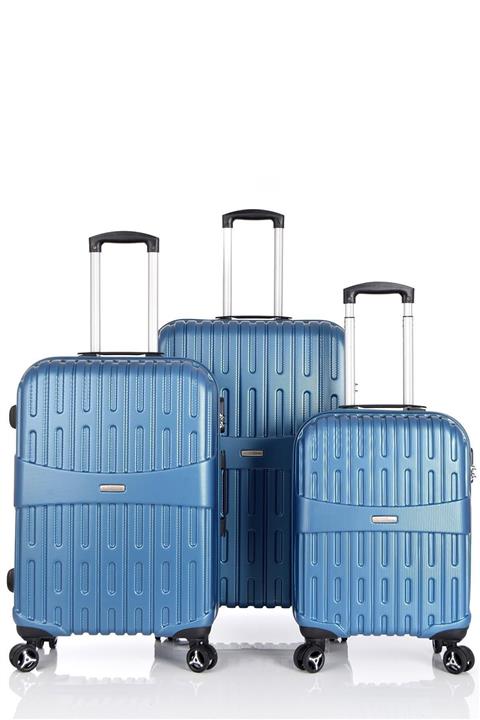 ÇÇS 5163 Unisex 3'lü Valiz Seti Mavi
