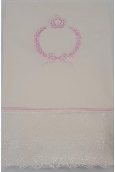 Baby Meyra Lüx Nevresim Takımı Krem Pembe Başak Nakışlı Ve Dantelli 100x150 Ücretli Isim Yazılır