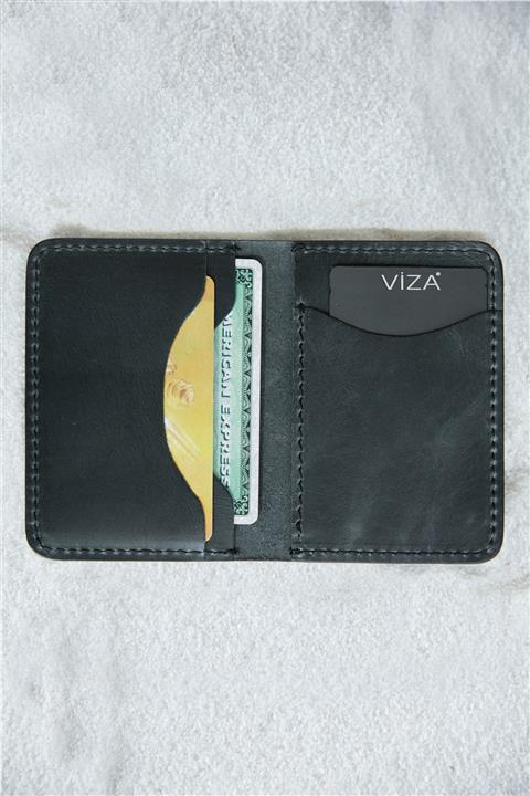 VİZA LEATHER Pond Hakiki Crazy Deri Siyah Kartlık