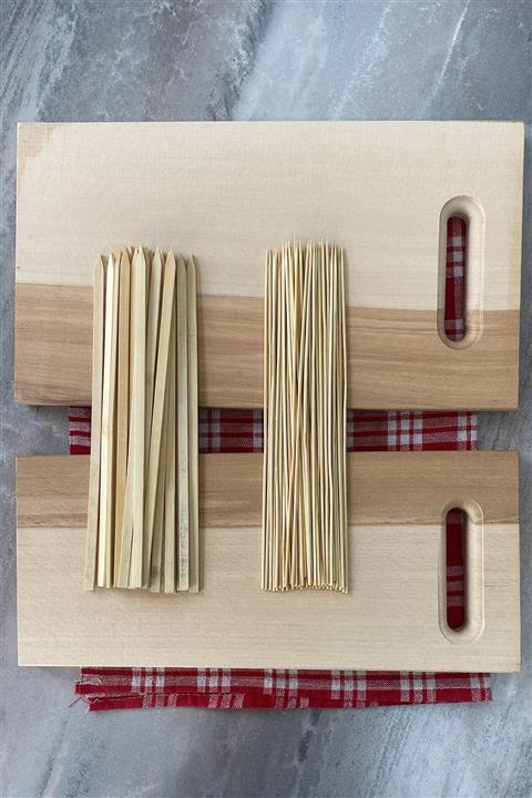 aktarix 2'li Et Kemik Tahtası (45x25x2,50) Ve (45x20x2,50) Çöpşiş Ve Ahşap Adana Şişi Hediyeli