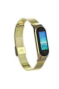 Mobicas Xiaomi Mi Band 5 Hasır Metal Kordon Gold