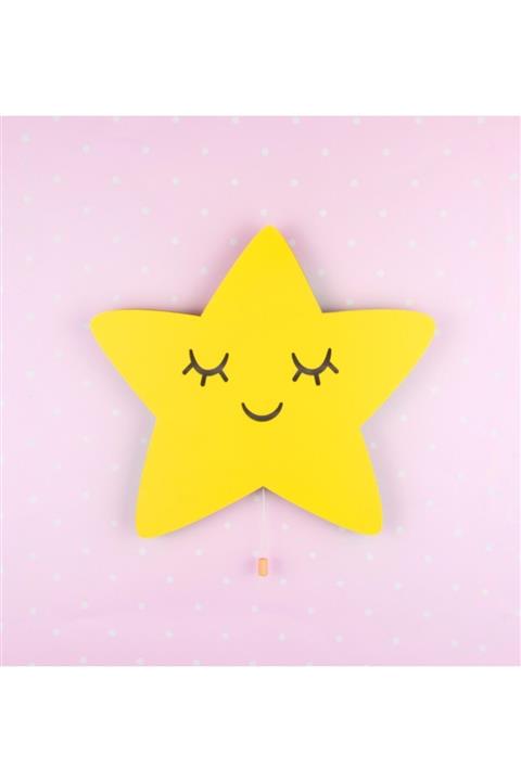 woodcas Çocuk Odası Dekoratif Sarı Yıldız Gece Lambası, Led Aydınlatma