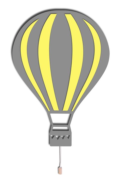 woodcas Çocuk Odası Dekoratif Gri-sarı Balon Gece Lambası Led Aydınlatma