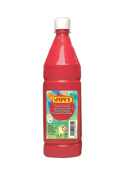 Jovi 1000 Ml Kırmızı Guaj Boya (Hazır Sulandırılmış Guaj) /