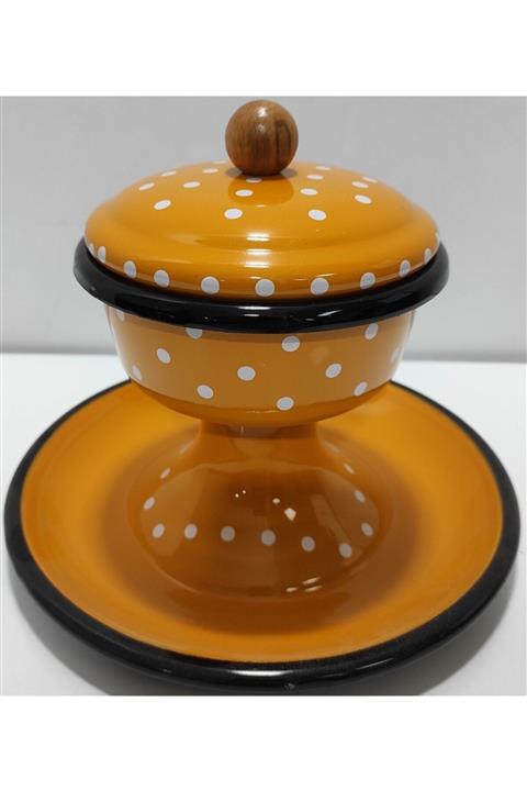 HibanaHome Emaye Nostalji Şekerlik Sunumluk Hardal