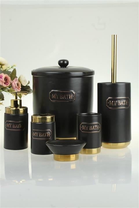 Arow  Dubai My Bath Siyah 6 Parça Banyo Seti Porselen