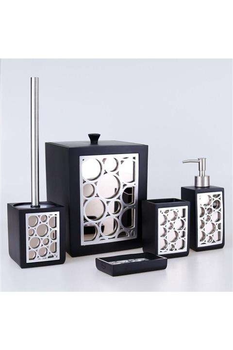 By Selim Bubble Siyah Gümüş Banyo Seti