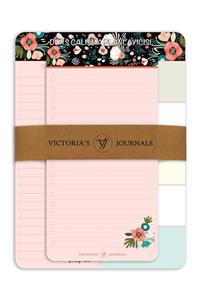 Victoria's Journals Ders Çalışma Seti 2 Li Retro Flowers