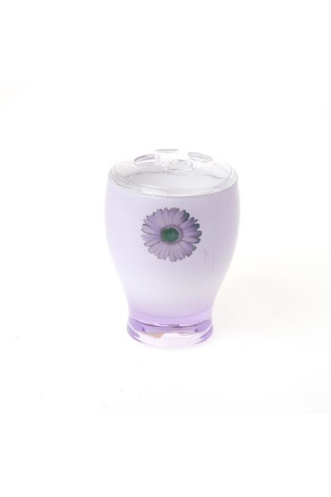 Bosphorus Diş Fırçalık Mor Papatya Desenli 8x8x12cm