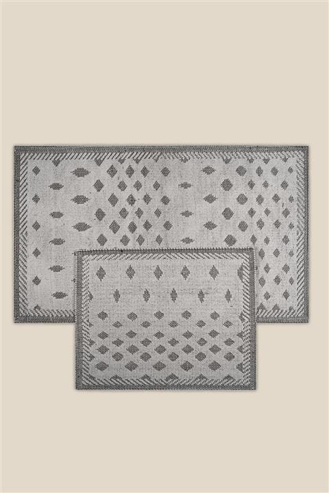 Bluenity Nokta Doğal Pamuklu Banyo Matı Seti 60x100 50x60 Cm - Ekru