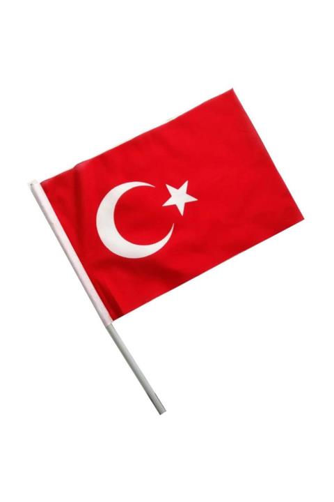 Mashotrend 100 Adet Sopalı Türk Bayrağı 50x75cm Raşel Kumaş Bayrak
