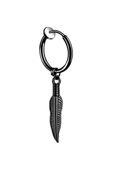 TakıConcept Deliksiz Sallantılı Siyah Tüy Küpe