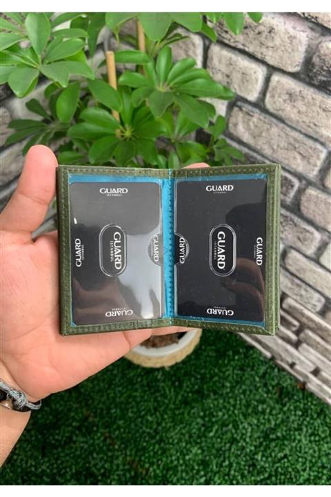 GUARD Antik Yeşil Deri Kartlık