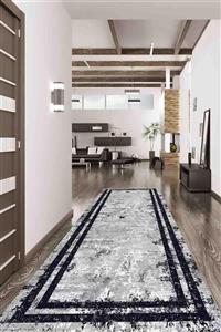 SUNTEKS HOME Dijital Baskı Kaymaz Taban Sonsuz Lacivert Çerçeve Yolluk Halı