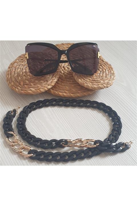 GAZELLE ATELİER Kadın Rose Siyah Handmade Gözlük Zinciri