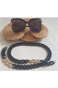 GAZELLE ATELİER Kadın Rose Siyah Handmade Gözlük Zinciri