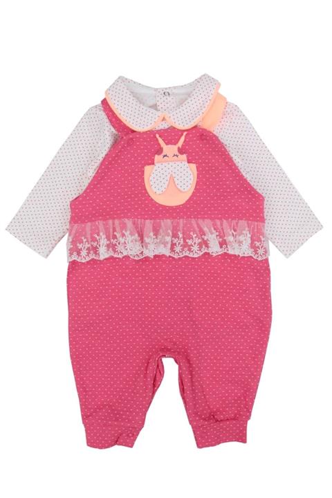 Mymio Kız Bebek Uğur Böceği Dantelli Salopet Takım