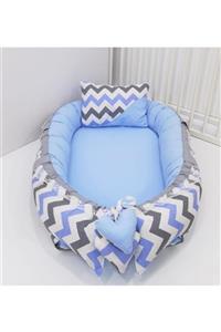 mordesing Mavi Mordesign Zigzag Babynest Bebek Yatağı