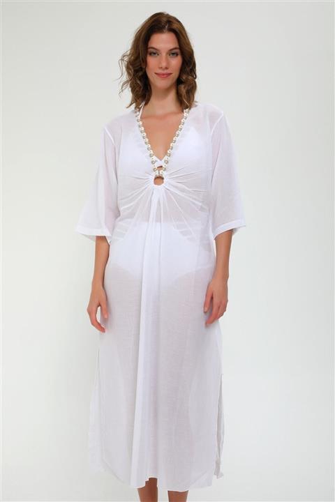 Malven Bosento Kadın Beyaz Plaj Elbisesi