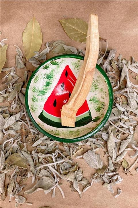 bercest520 Karpuzlu Tütsü Kasesi+ Palo Santo Tütsü Seti
