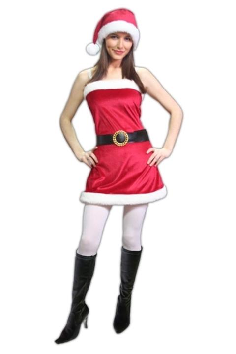 Annee Bakk Kadın  Straplez Noel Anne Kostümü Kadife