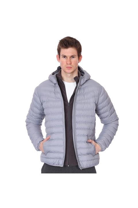 Sportive Erkek Gri Günlük Stil Şişme Mont