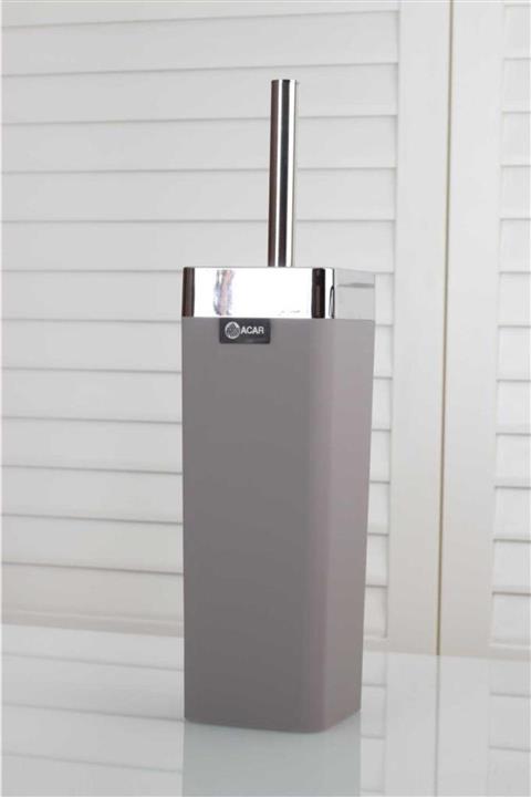 ACAR Lumea 38x8cm Akrilik Gümüş Başlık Bej Kare Wc Fırçası 9402