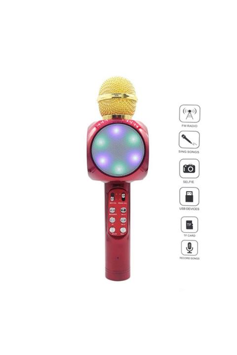 Sonia Sn-x 777 Led Işıklı Karaoke Mikrofon Bluetooth Hoparlör Sd Kart Usb Aux Kırmızı Işıklı