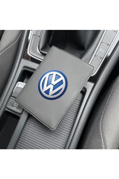 MaveraShop Özel Tasarım Wolksvagen Logolu Mat Siyah Ruhsat Kılıfı