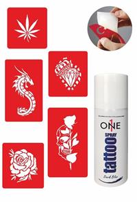 ONE SPRAY TATTOO Taç Ve Gül Dövme Seti Dark Blue Sprey Ve 5 Desen 7711725