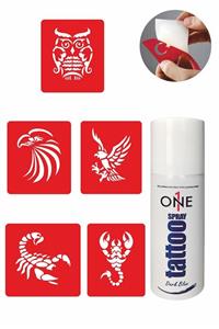 ONE SPRAY TATTOO Akrep Kartal Dövme Seti Dark Blue Sprey ve 5 Desen 7702325