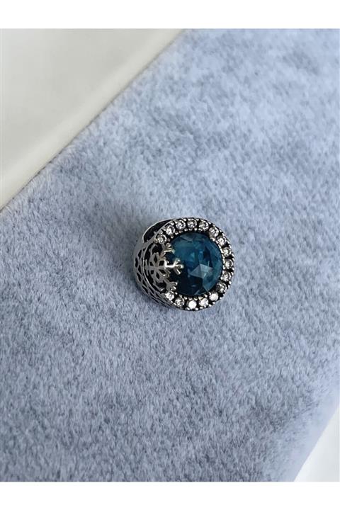 denizden silver Mavi Taşlı Gümüş Charm