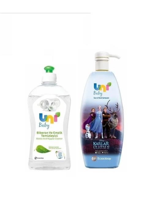 Uni Baby Frozen Şampuan 700 ml + Bitkisel Biberon Emzik Temizleyici 500 ml