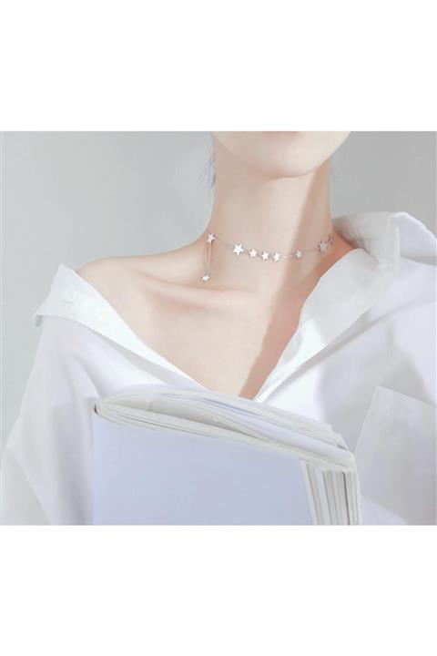 BERCHINE Yıldızlar Choker Beyaz Renk 925 Ayar Gümüş Kolye