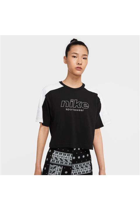 Nike Top Ss Archive Rmx Kadın Siyah Antrenman T-Shirt