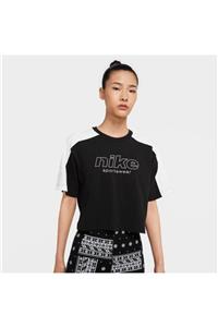 Nike Top Ss Archive Rmx Kadın Siyah Antrenman T-Shirt