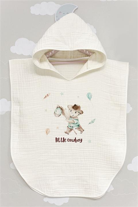 BabyLimon Little Cowboy 4 Kat Müslin Kapüşonlu Panço - For Baby Serisi