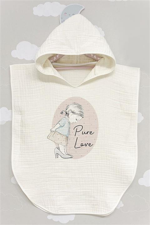 BabyLimon Pure Love Baby 4 Kat Müslin Kapüşonlu Panço - For Baby Serisi