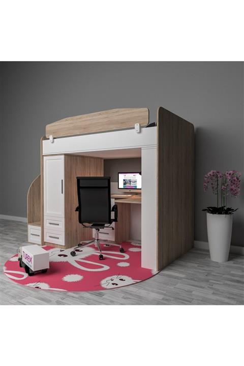 Alvers Mobilya Makses Dolaplı Masalı Ranza Çıtalı Kapak Tamamı Mdf