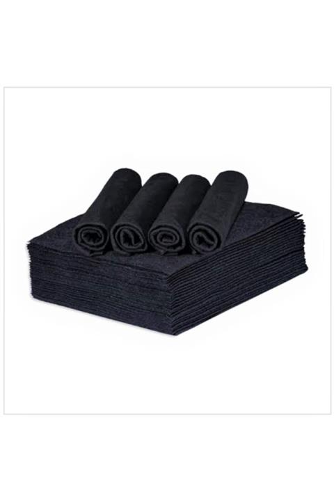 100% Turkish Design Tek Kullanımlık Siyah Havlu 40x80 Cm 50 Li Paket