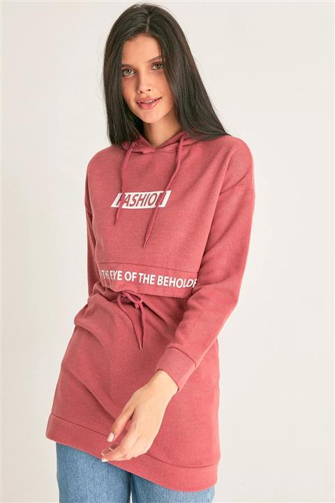 Fulla Moda Fashion Baskılı Kapüşonlu Tunik