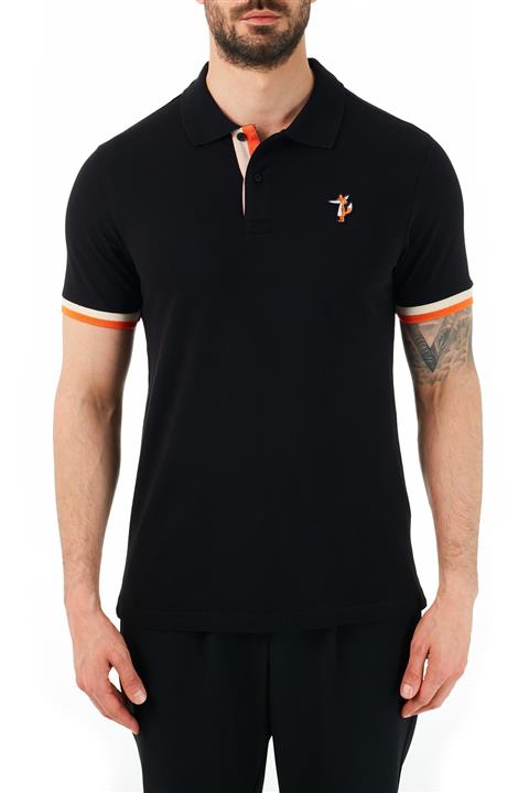 Ruck & Maul Erkek  Siyah Pamuklu Düğmeli Polo T Shirt Polo Rmm01000714
