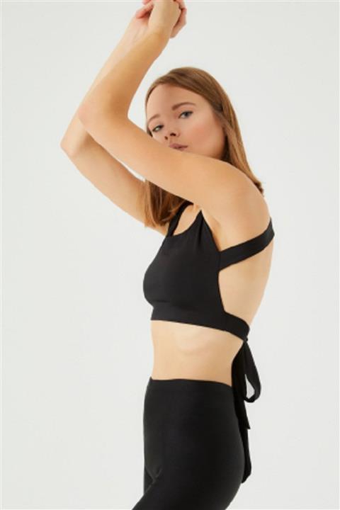 LAMODEMAPASS Siyah Sırtı Çapraz Crop Top