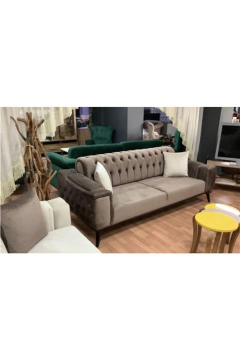 İZMİR ALİNDA MOBİLYA Ezgi Chester Kahverengi Kanepe