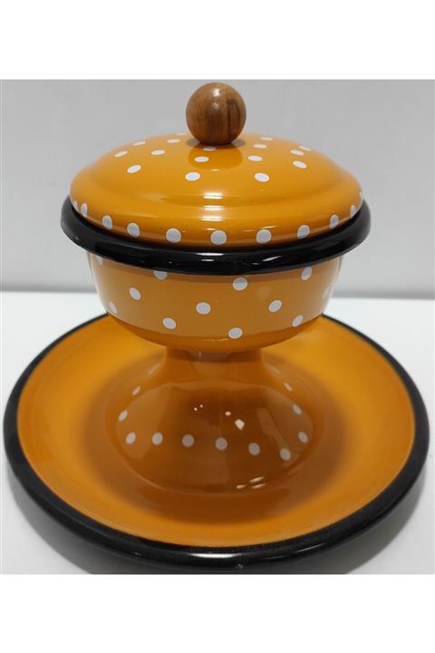 Hibana Emaye Nostalji Şekerlik Sunumluk Hardal