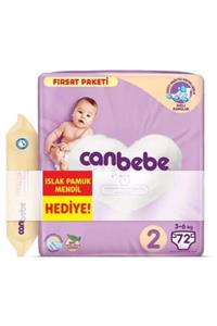 Canbebe Bebek Bezi 2 Beden 72 Adet Islak Mendil Hediyeli