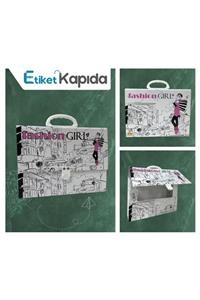 ETİKET KAPIDA Fashıon Gırls Okul Klasörü - Kutu Klasör -kulplu Çanta 32*28*7,6cm