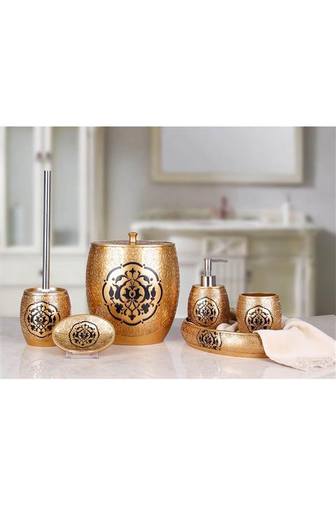 By Selim Elisa 5 Parça Polyester Banyo Seti - Altin