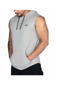 MUSCLECLOTH Training Kapüşonlu Kolsuz T-shirt Gri